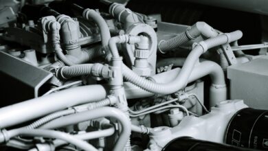 grayscale photography of vehicle engine