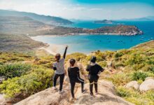 three women on mountain