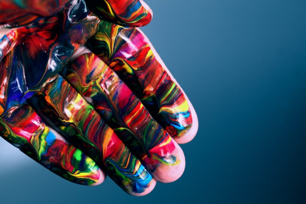multicolored hand paint