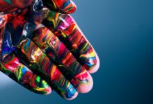 multicolored hand paint