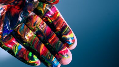 multicolored hand paint