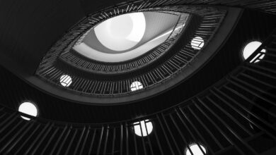 low-angle photography of building interior