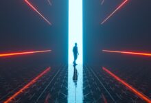 a man is standing in the middle of a tunnel