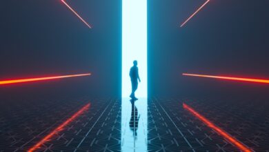 a man is standing in the middle of a tunnel