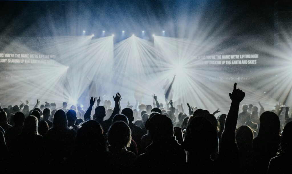group of people watching concert