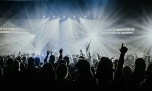 group of people watching concert