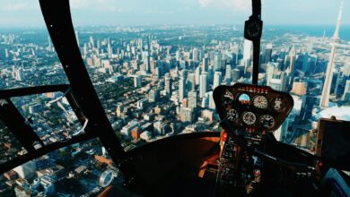 pilot taking photo of city