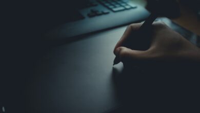 person using track pad