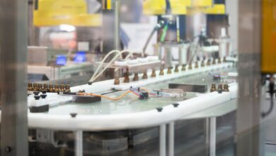 a factory with a lot of machines working on something