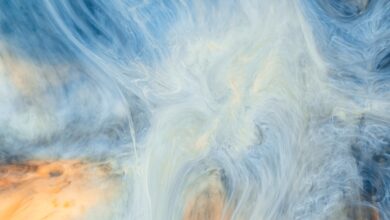 yellow, white, and blue abstract painting