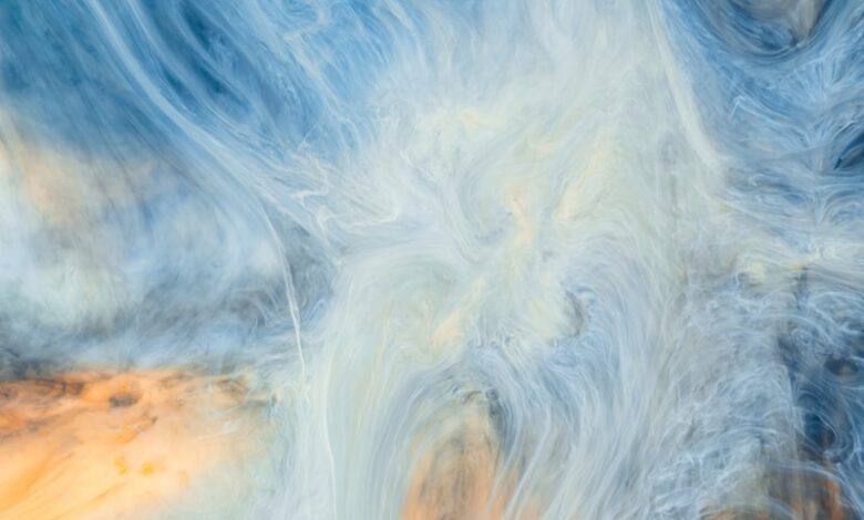 yellow, white, and blue abstract painting