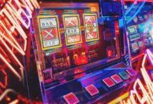 arcade game machine turned on in a room