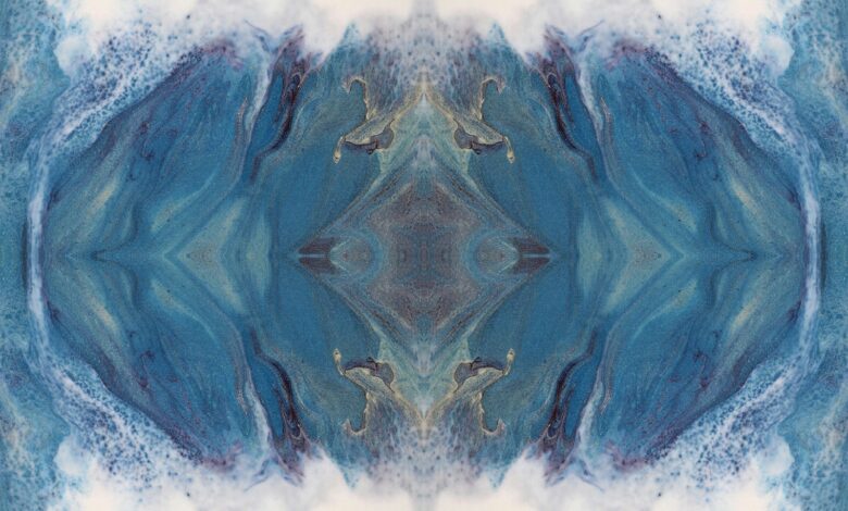 a picture of a blue and white abstract design