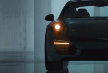 a car with its headlights on