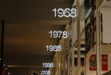 a group of people walking in a street